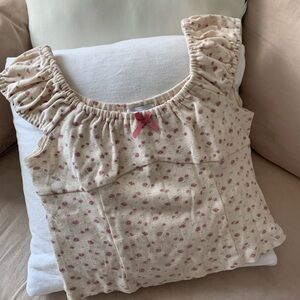 RSQ Cream Floral Top Girls with Pink Details
